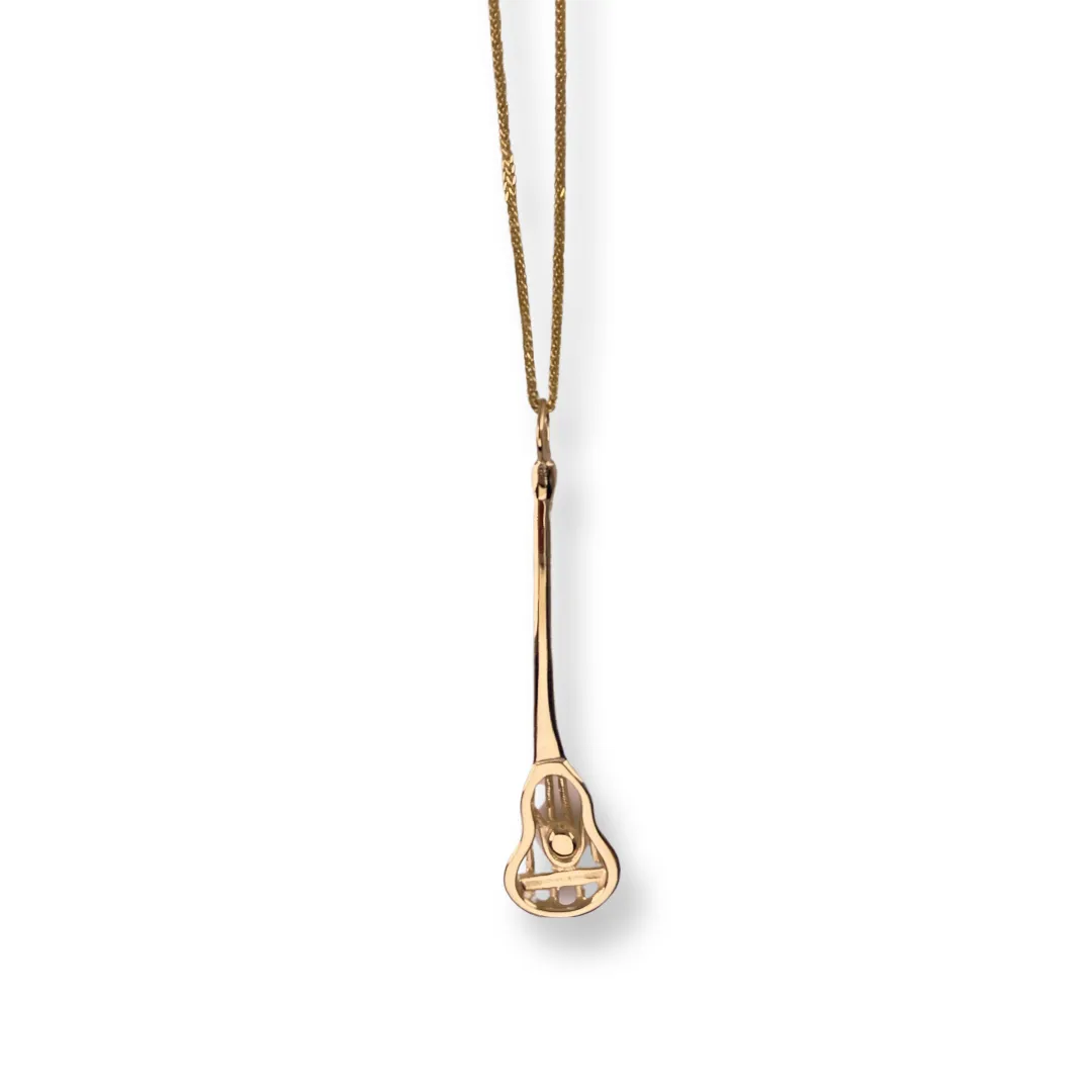 10kt gold contemporary Lacrosse player pendant