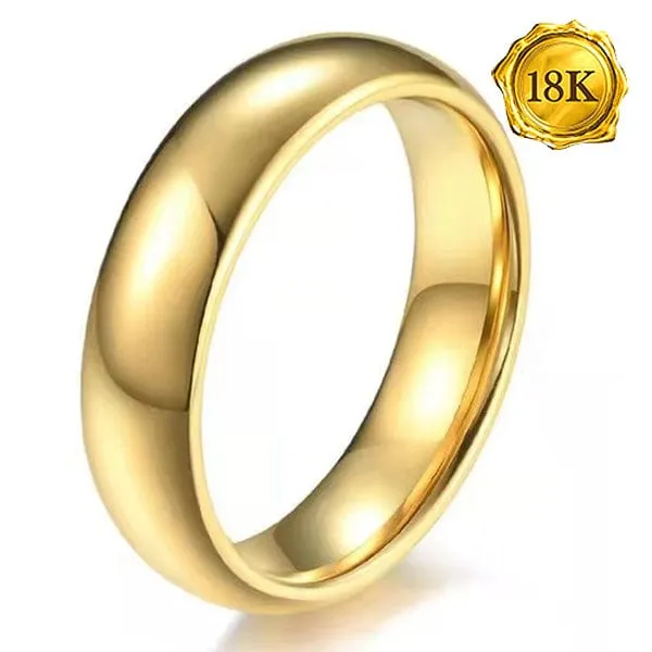 18KT SOLID YELLOW GOLD BAND RING-MENS