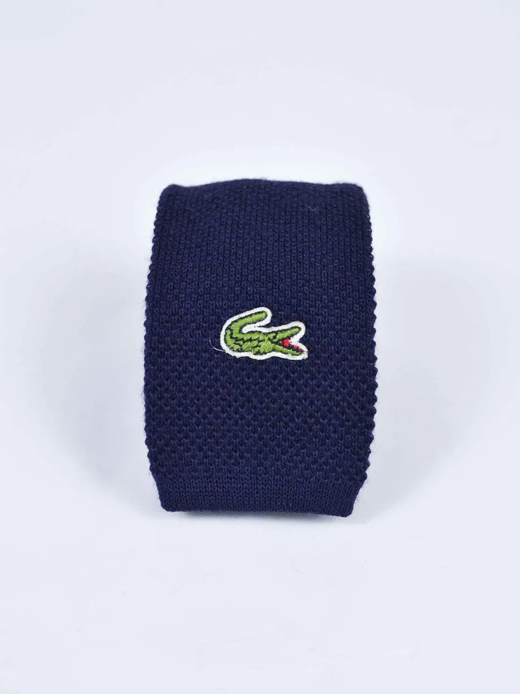 1970s vintage blue wool Lacoste narrow tie