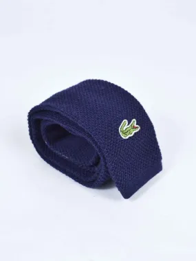 1970s vintage blue wool Lacoste narrow tie