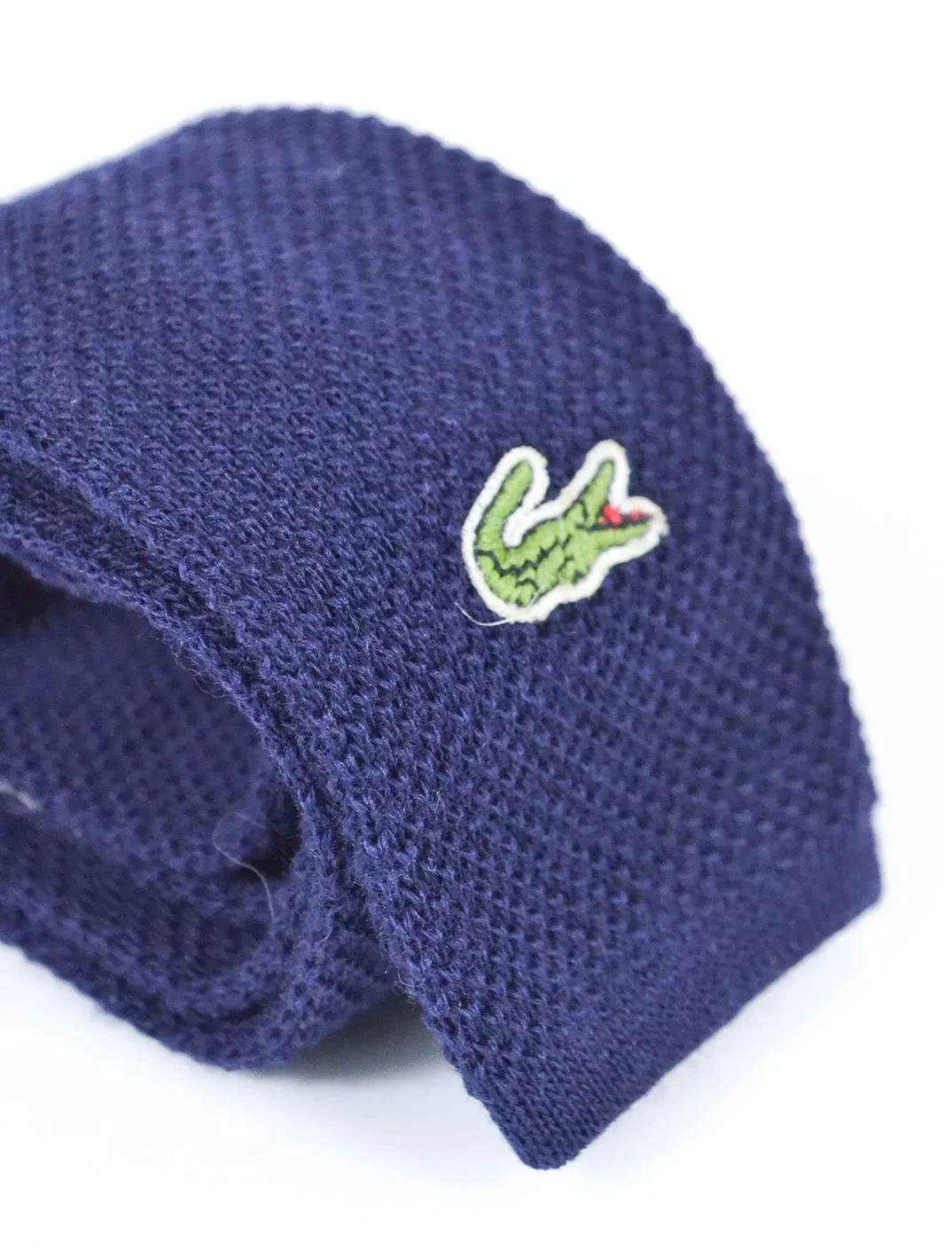 1970s vintage blue wool Lacoste narrow tie