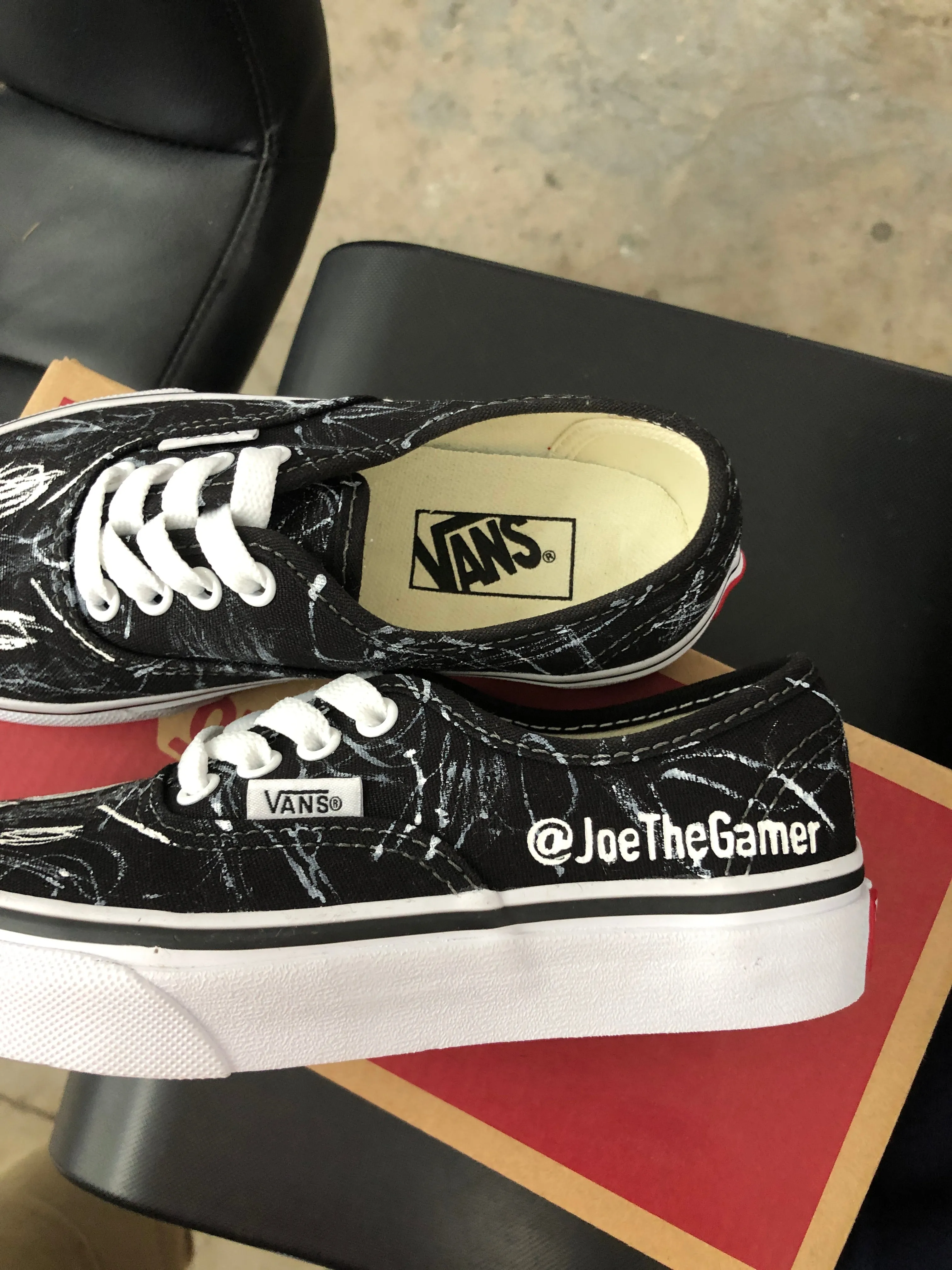 2 pairs of JoeTheGamer Vans Black Authentic Size 6.5 Women's & Size 10 Men's