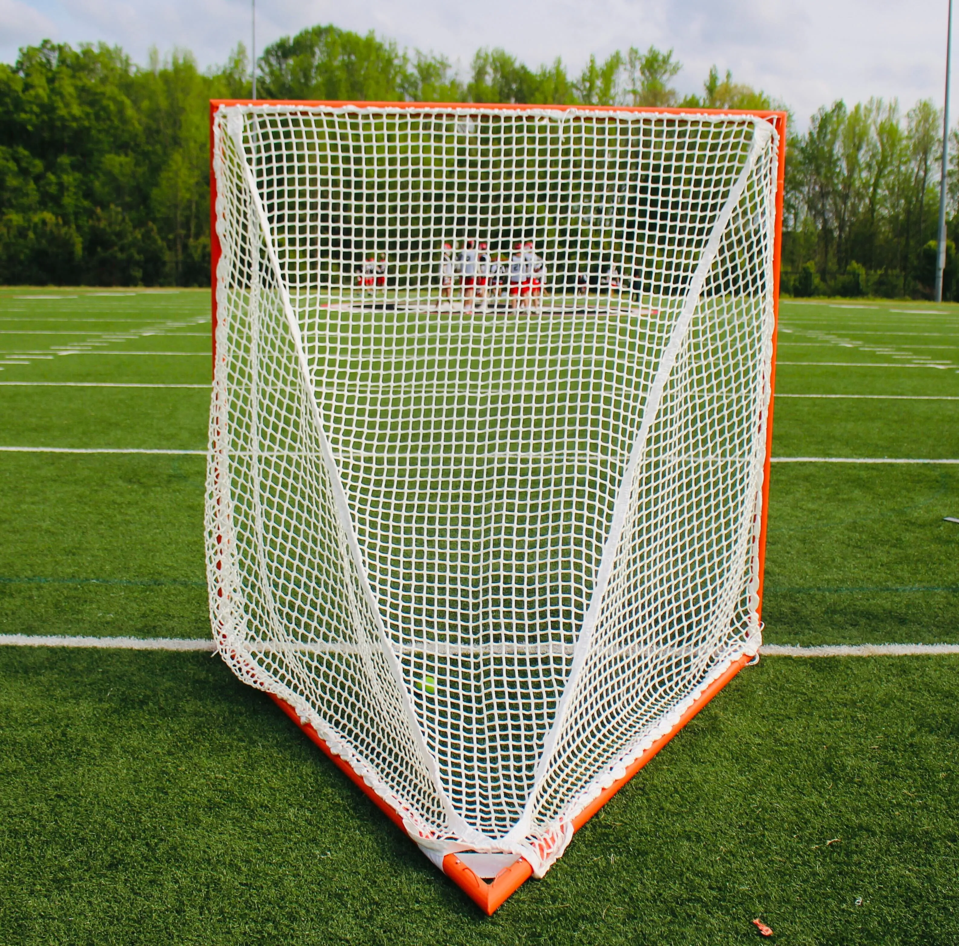 2x High School Practice Goals 6x6x7 by Crankshooter - Choose from 6mm White or Black Nets, Posts with Lacing Rails, Weighs 59 lb