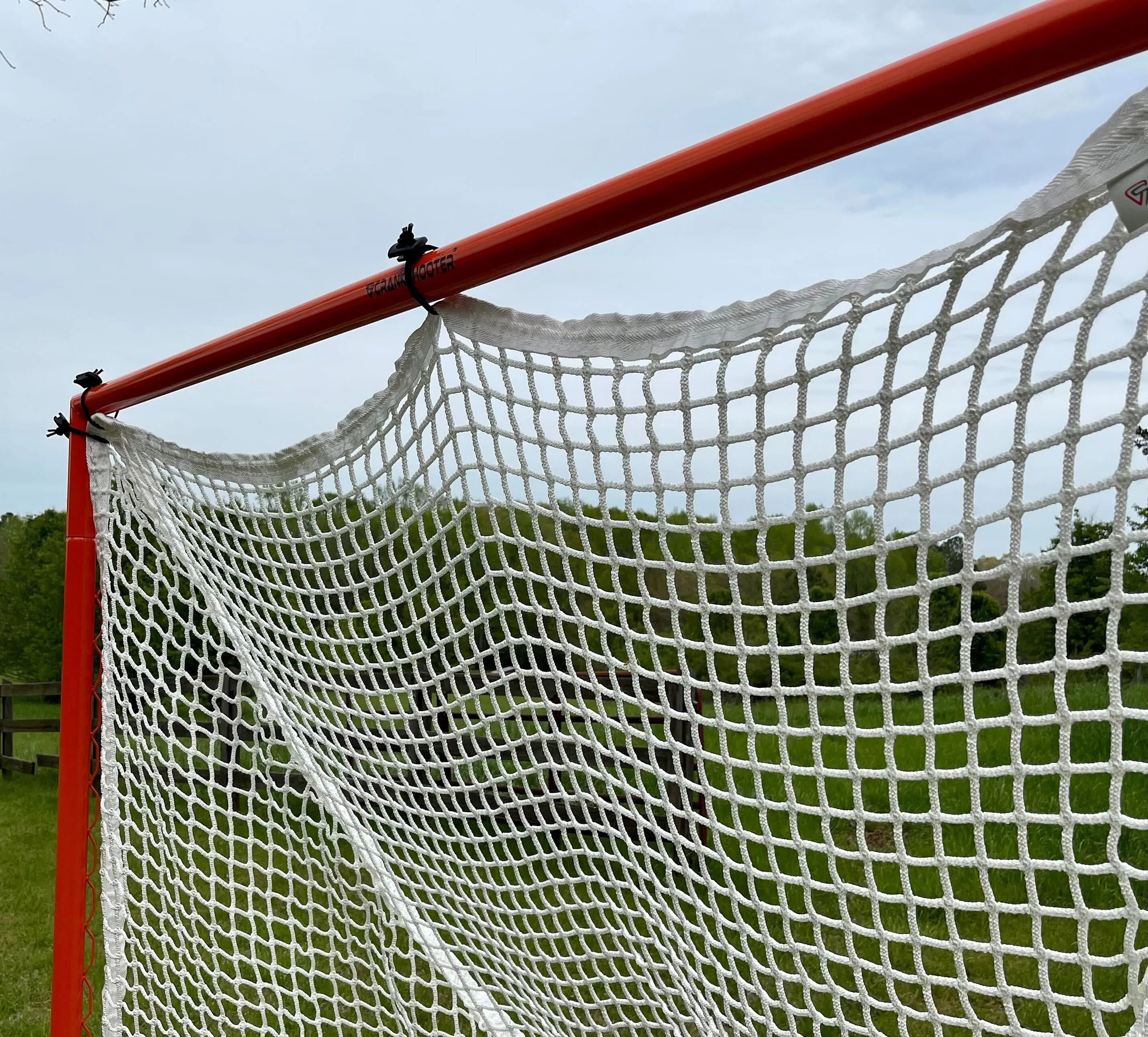 2x High School Practice Goals 6x6x7 by Crankshooter - Choose from 6mm White or Black Nets, Posts with Lacing Rails, Weighs 59 lb