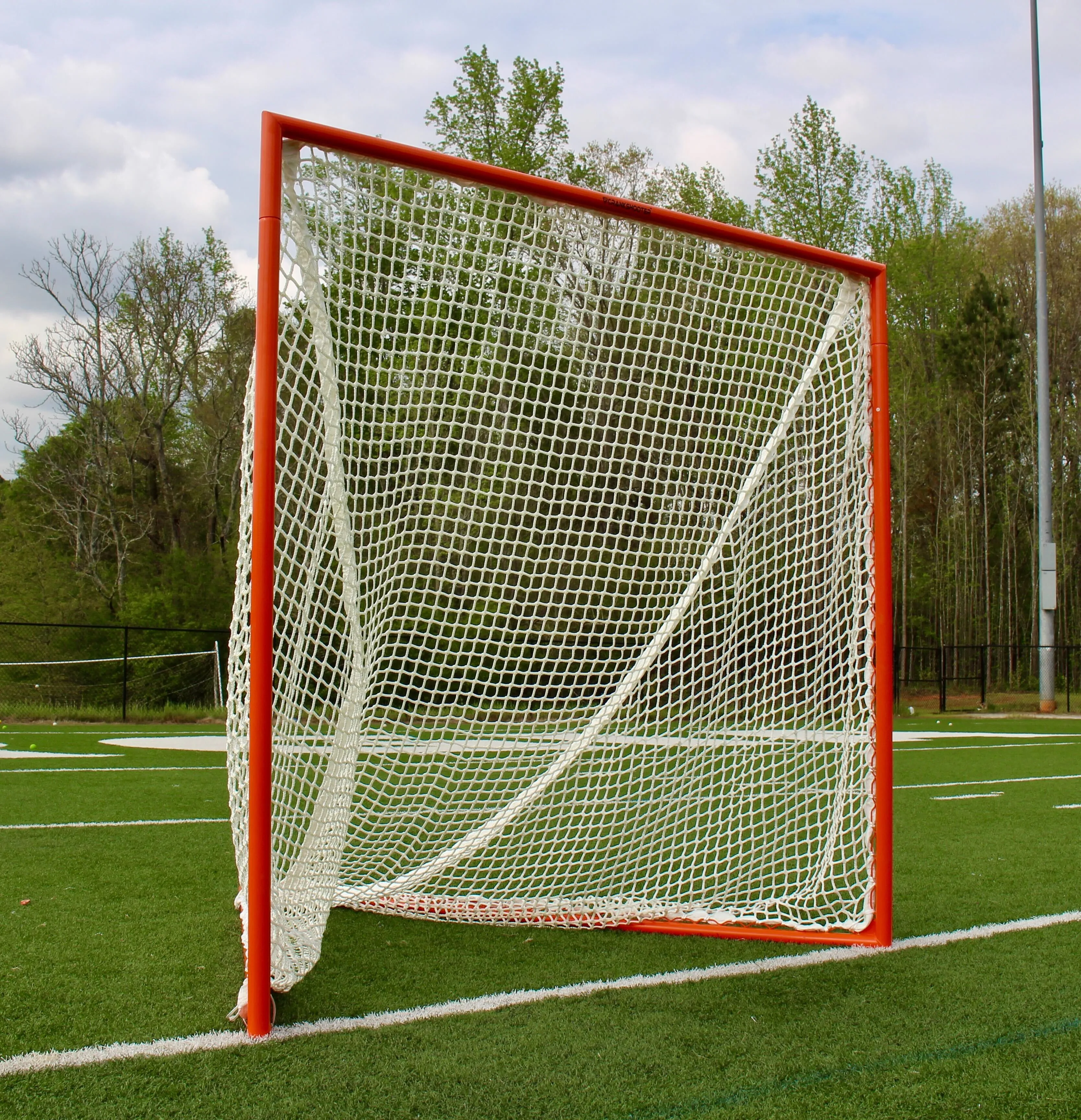 2x High School Practice Goals 6x6x7 by Crankshooter - Choose from 6mm White or Black Nets, Posts with Lacing Rails, Weighs 59 lb