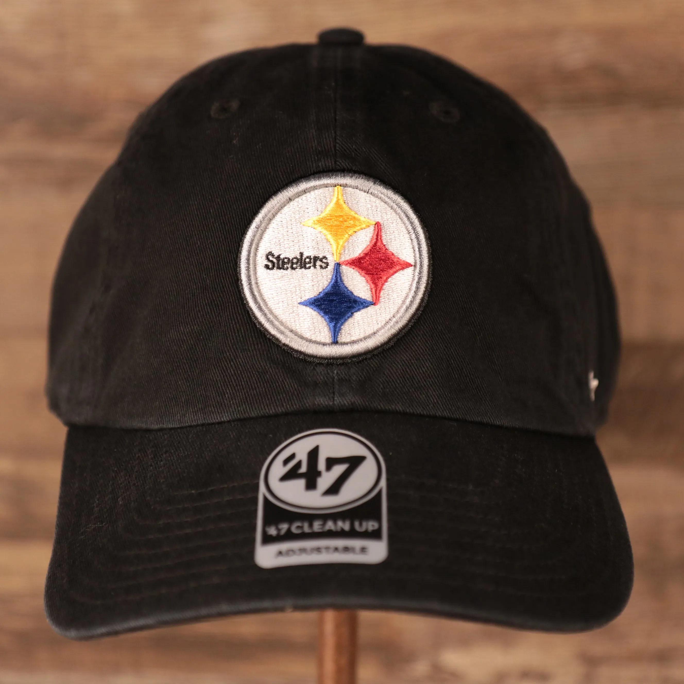 47 BRAND | PITTSBURGH STEELERS | STEELERS LOGO FRONT ADJUSTABLE | COTTON | DAD HAT | BLACK | OSFM