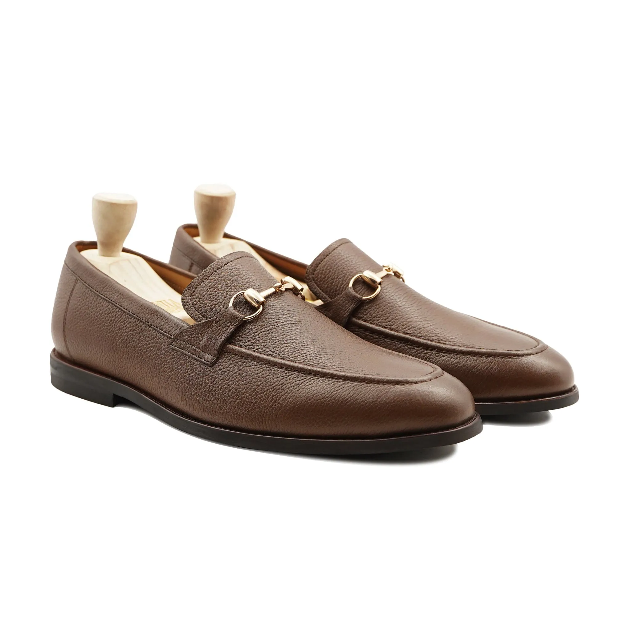 ABADA brown pebble grain loafer