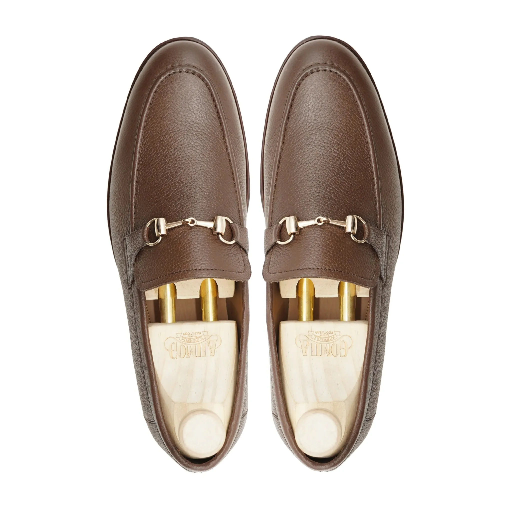 ABADA brown pebble grain loafer