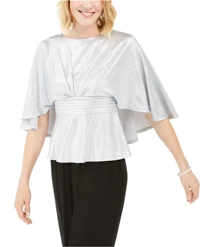 Adrianna Papell Womens Metallic Capelet Kimono Top Blouse