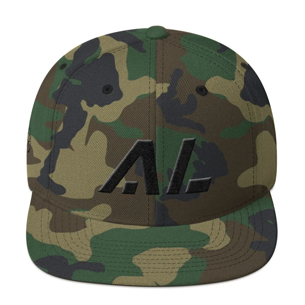 Alabama Hat - Flat Brim - Black Embroidery - AL - Hat Color Options