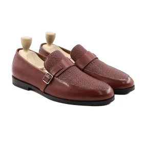 ALEM Alem - Men's Oxblood Calf and Hand Woven Leather Loafer: Oxblood Leather Loafer for Men