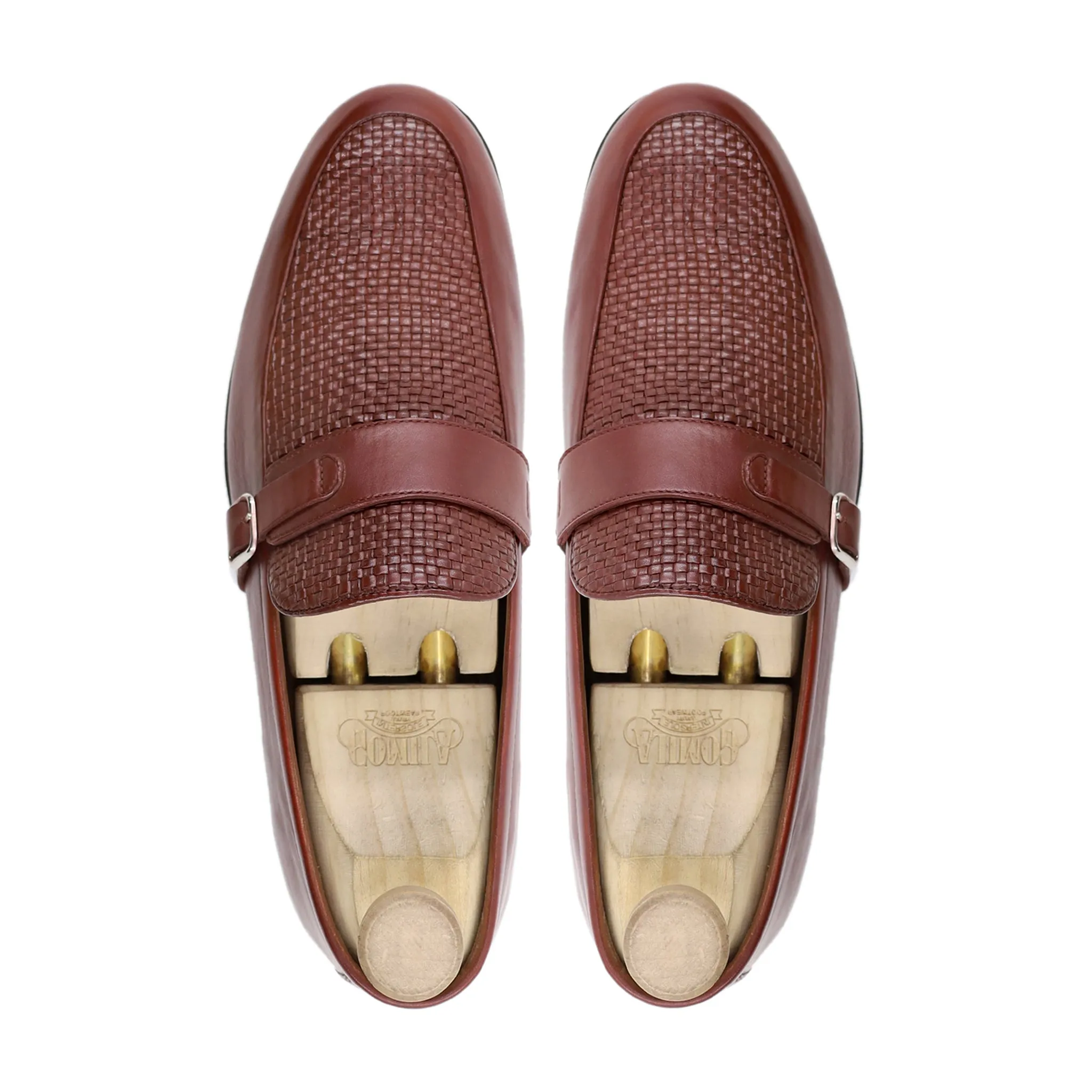 ALEM Alem - Men's Oxblood Calf and Hand Woven Leather Loafer: Oxblood Leather Loafer for Men