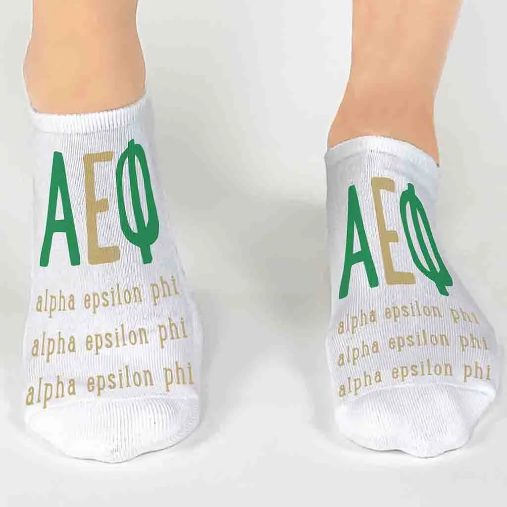 Alpha Epsilon Phi No Show Socks - Greek Letters - Buy Now