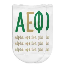 Alpha Epsilon Phi No Show Socks - Greek Letters - Buy Now