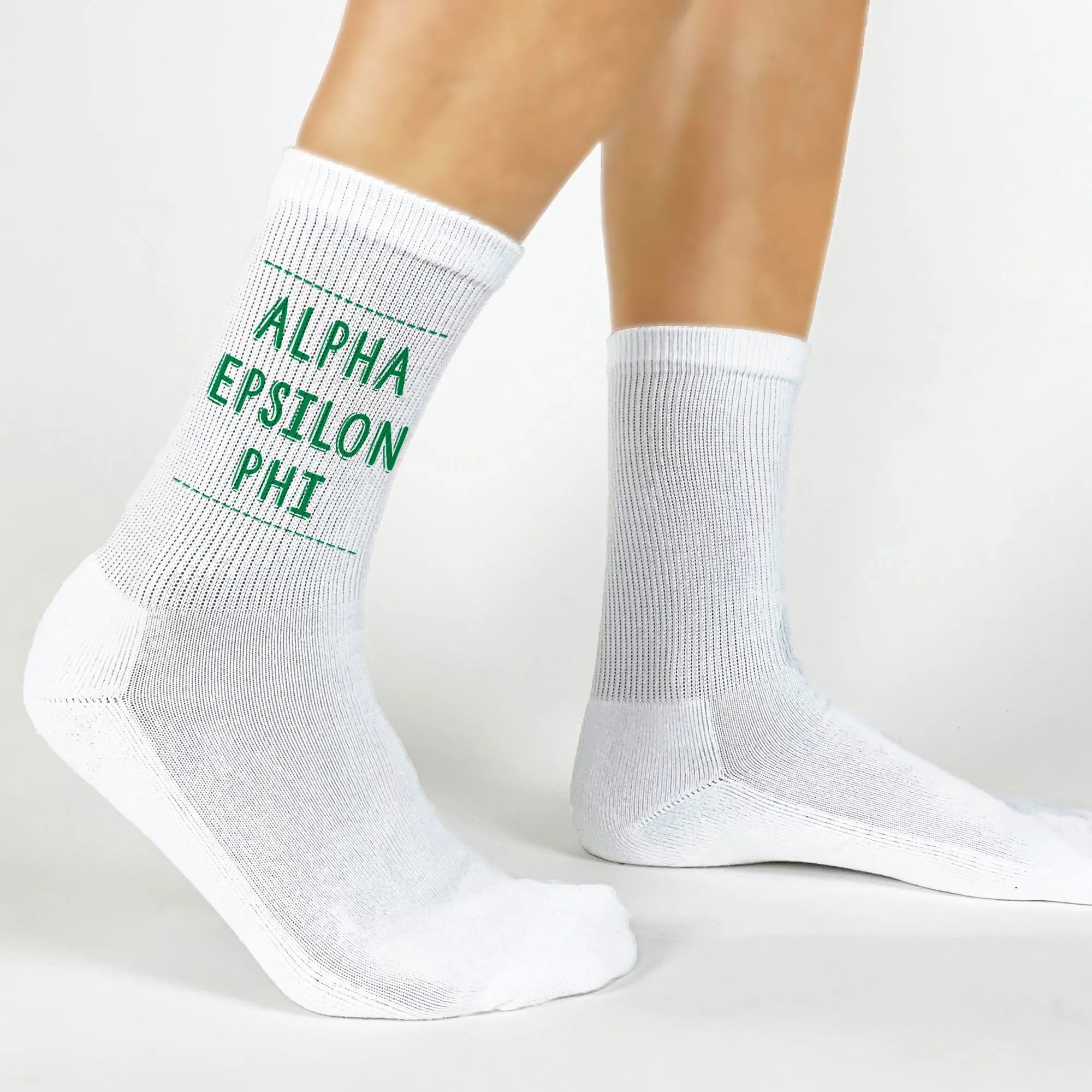 Alpha Epsilon Phi Sorority Crew Socks with Custom Name and Colors