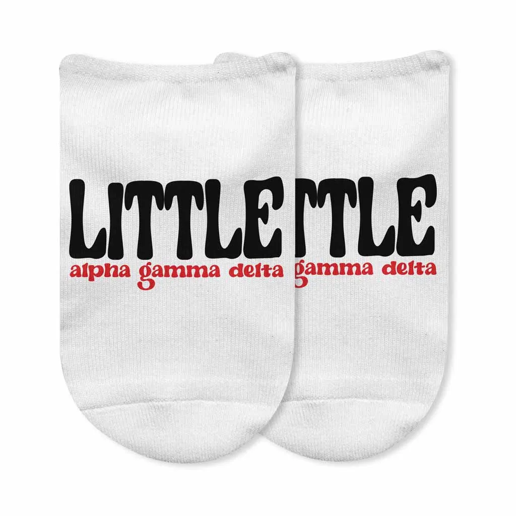 Alpha Gamma Delta Sorority No Show Socks for Big Sisters and Little Sisters.