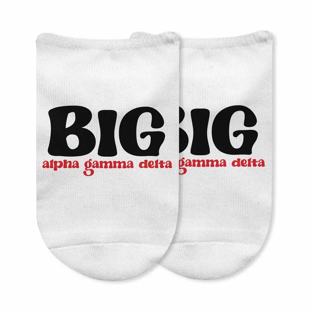 Alpha Gamma Delta Sorority No Show Socks for Big Sisters and Little Sisters.