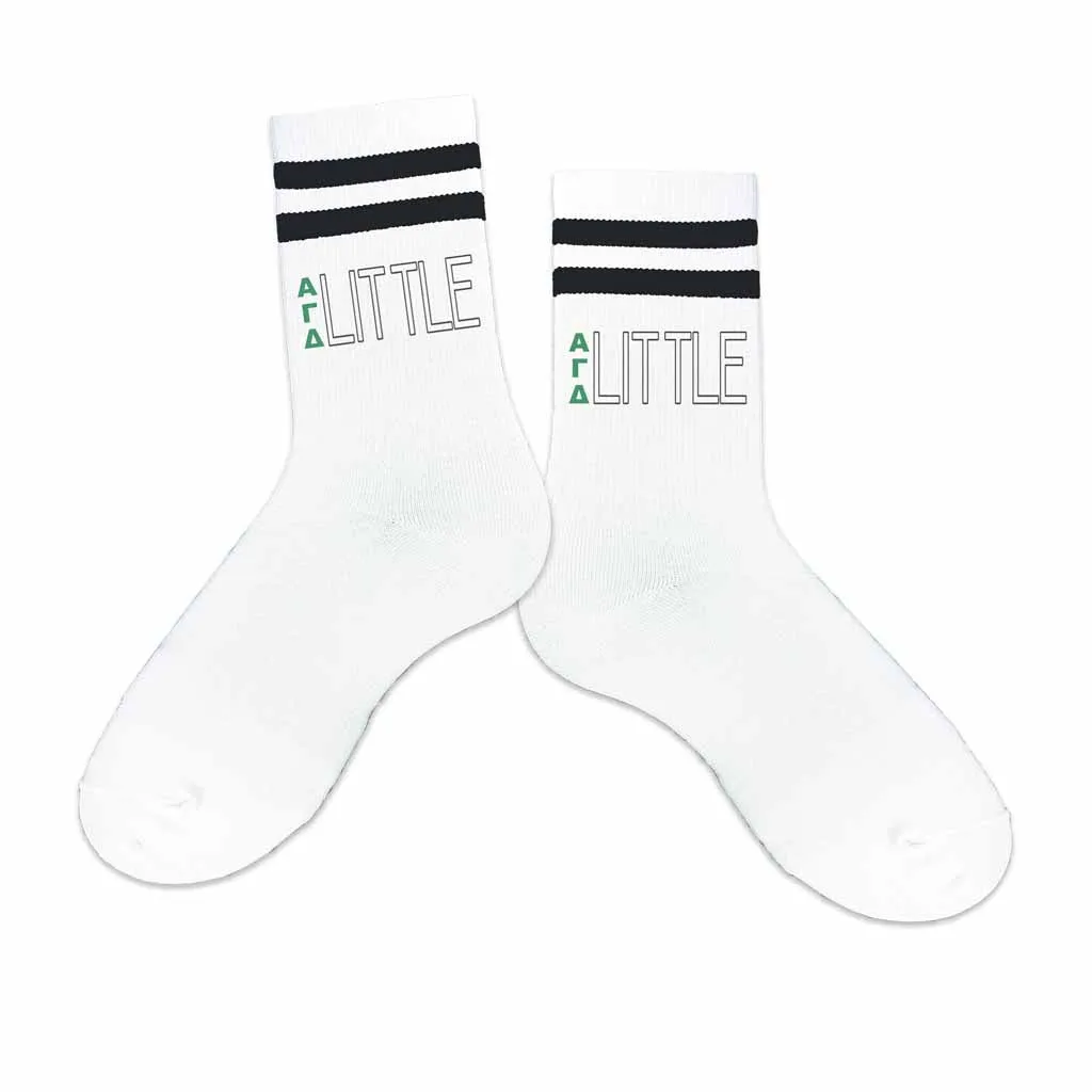 Alpha Gamma Delta Sorority Striped Cotton Crew Socks with Greek Letters