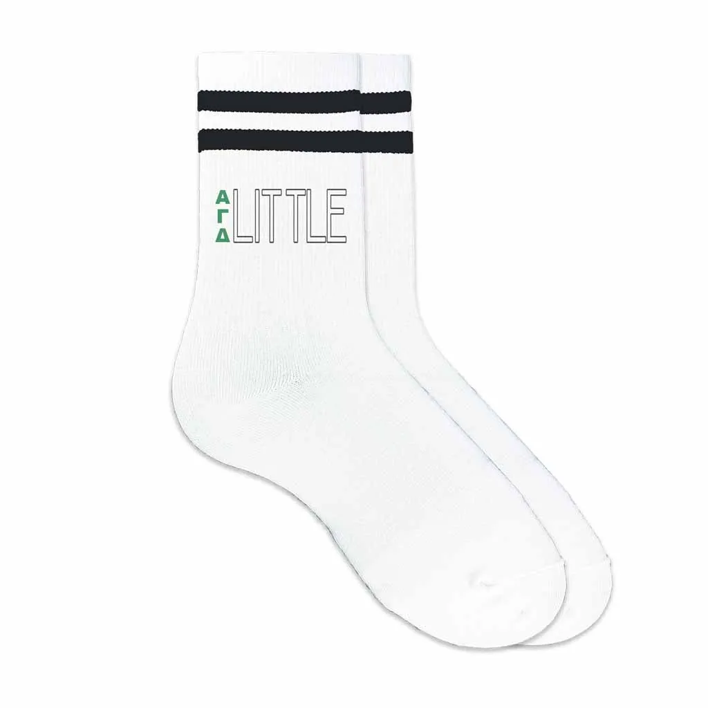 Alpha Gamma Delta Sorority Striped Cotton Crew Socks with Greek Letters