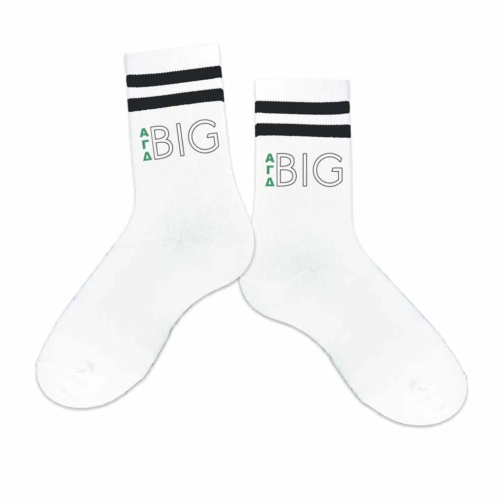 Alpha Gamma Delta Sorority Striped Cotton Crew Socks with Greek Letters