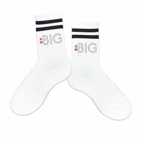 Alpha Phi Sorority Socks - Big and Little Greek Letter Striped Cotton Crew Socks.