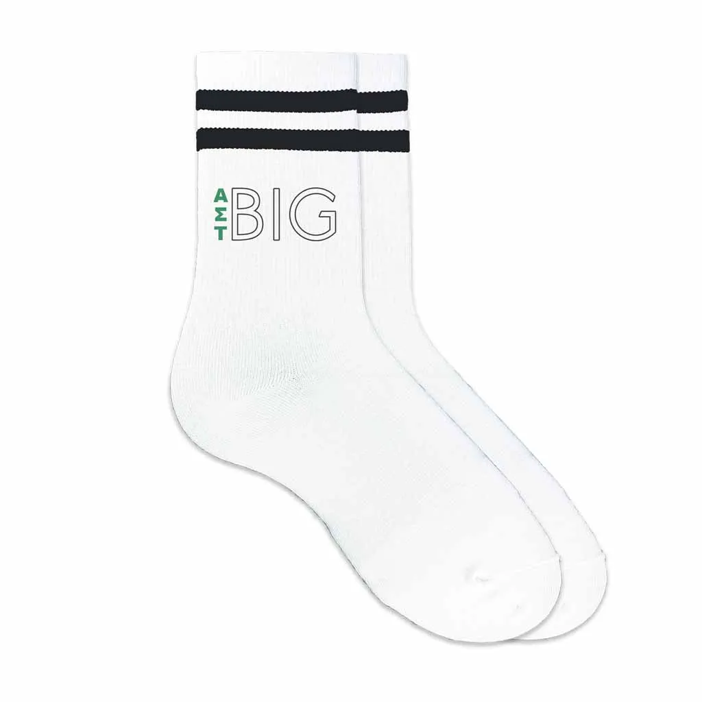 Alpha Sigma Tau Sorority Greek Letters Striped Cotton Crew Socks for Big and Little