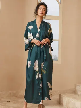 Anemone Kimono Robe for Women, Floral Blooming Design