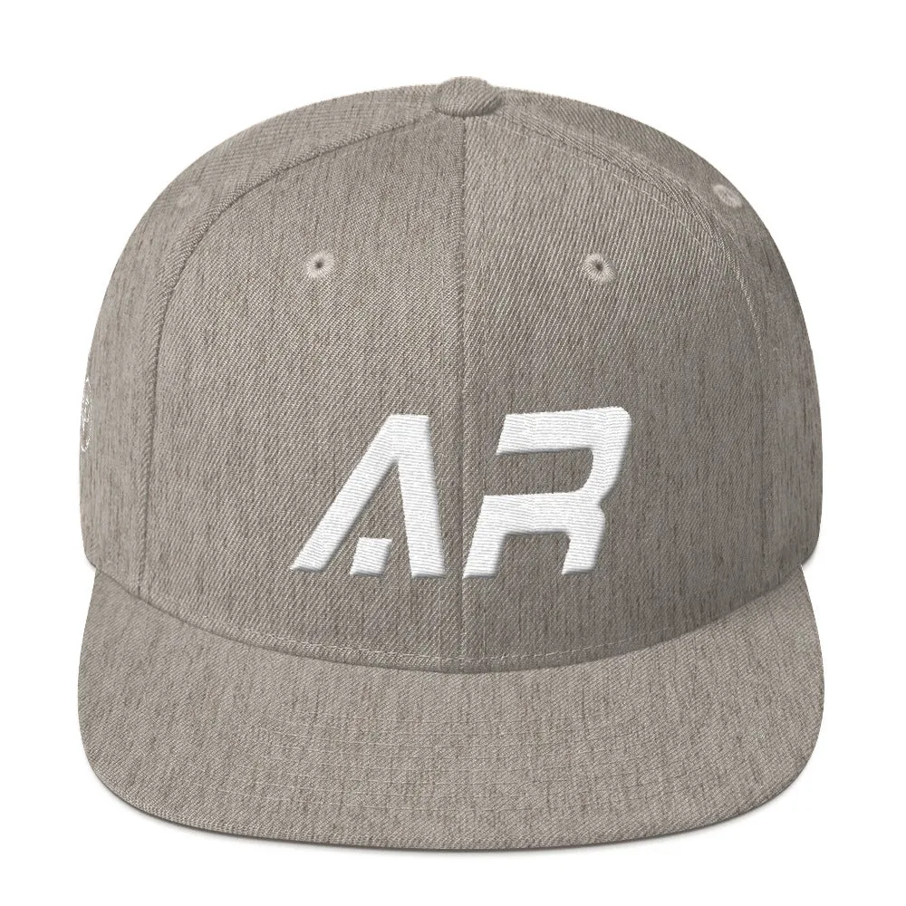 Arkansas Flat Brim Hat with White Embroidery - AR - Various Hat Colors Available