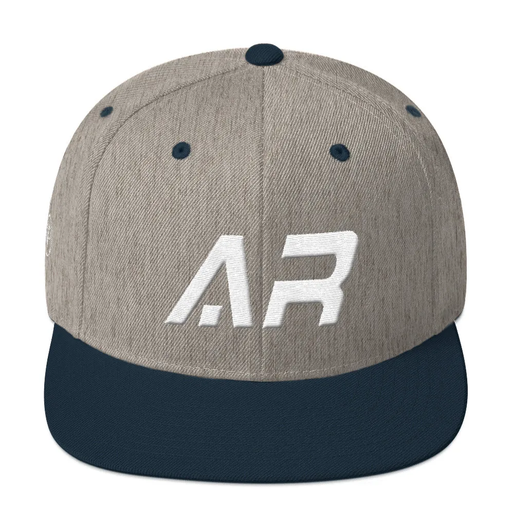 Arkansas Flat Brim Hat with White Embroidery - AR - Various Hat Colors Available