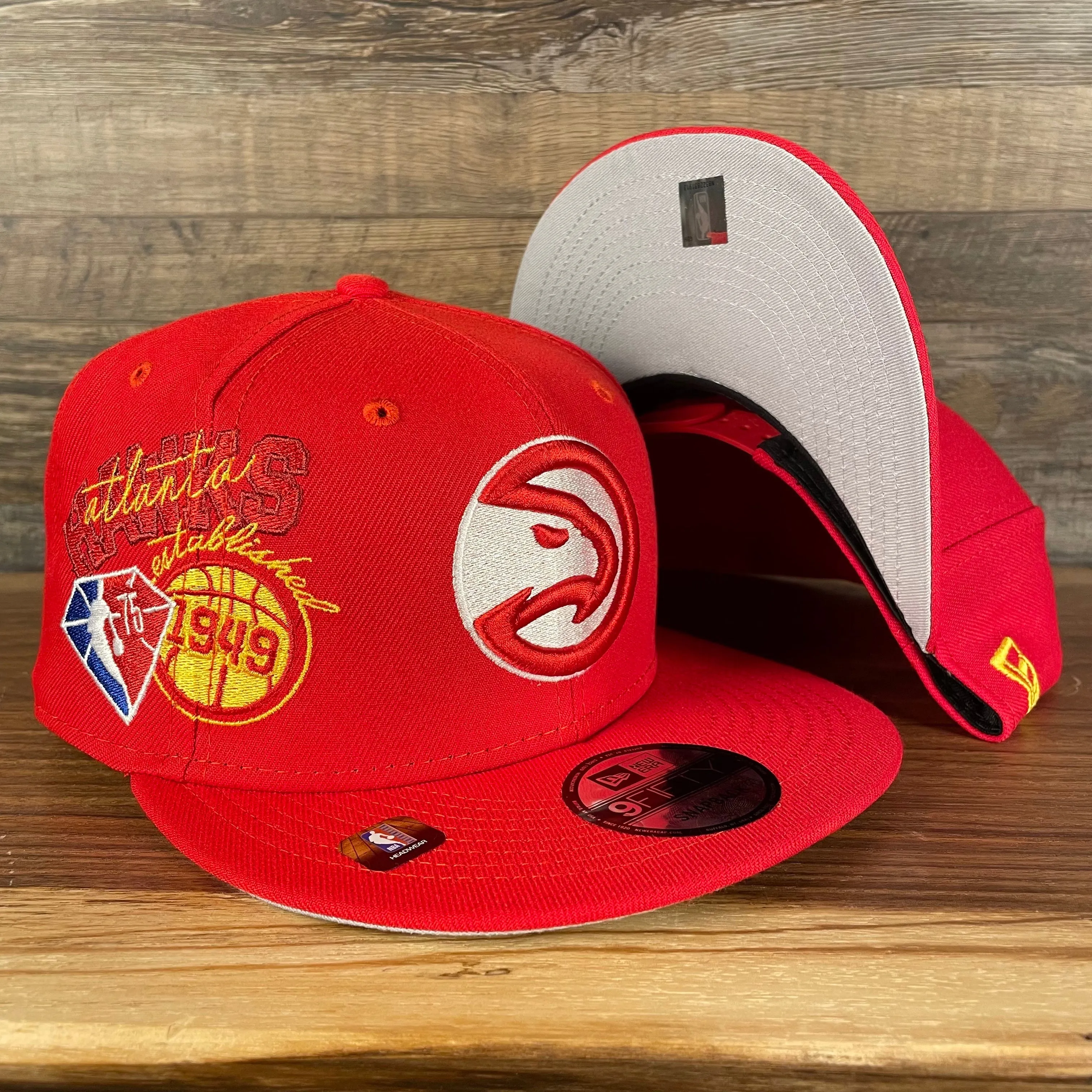 Atlanta Hawks 75th Anniversary Patch Gray Bottom Red 9Fifty Snapback Hat