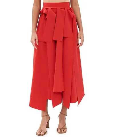 A.W.A.K.E. MODE A. W.A. K.E. MODE Multiple Asymmetric Panels Skirt Red 34