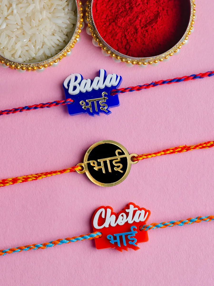 Bada Bhai + Chota Bhai + Bhai Set of 3 Rakhis