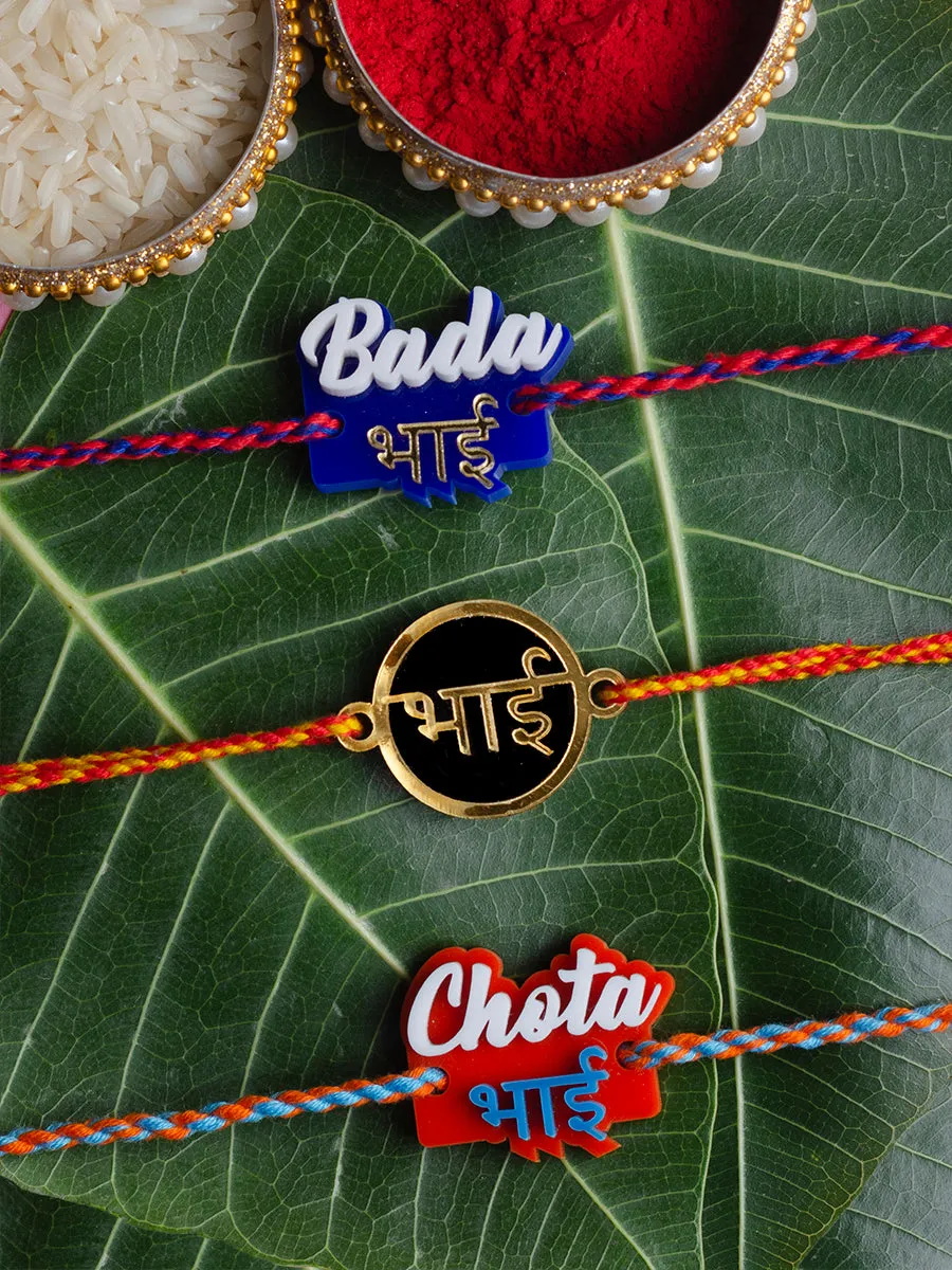 Bada Bhai + Chota Bhai + Bhai Set of 3 Rakhis