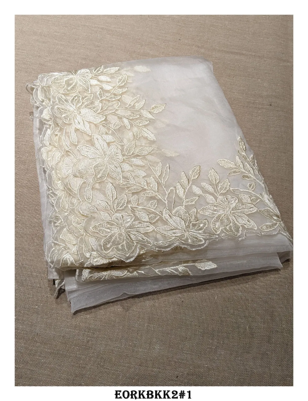 Beautiful White Embroidered Organza Saree with Blouse