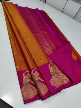 Bharatnatyam dancers design Kanjeevaram silk sarees for women - SRISAI001BSC