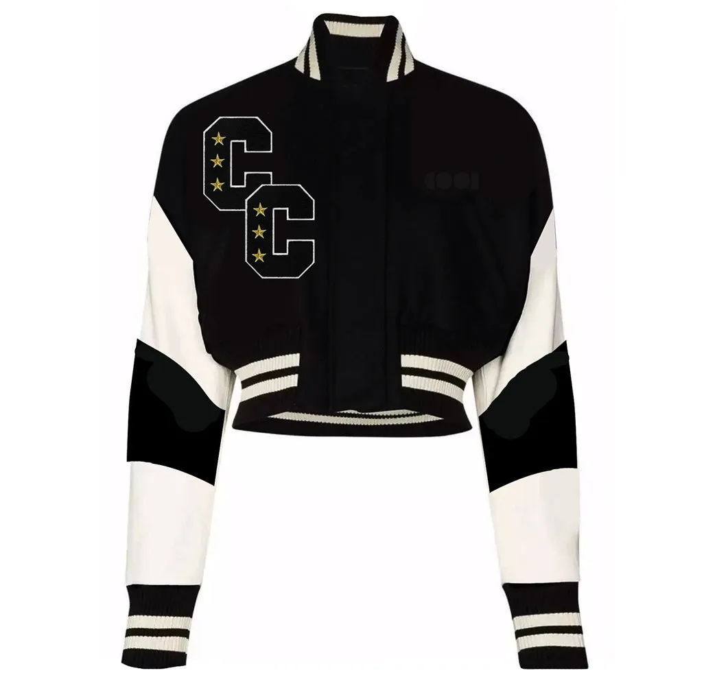 Black And White Cropped Varsity Jacket - William Jacket