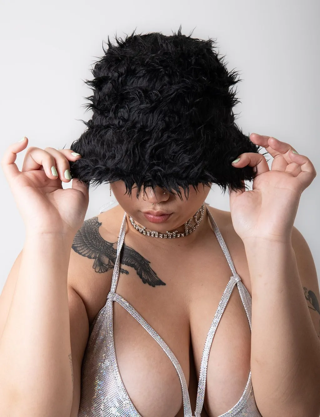 Black Fluffy Shaggy Hat