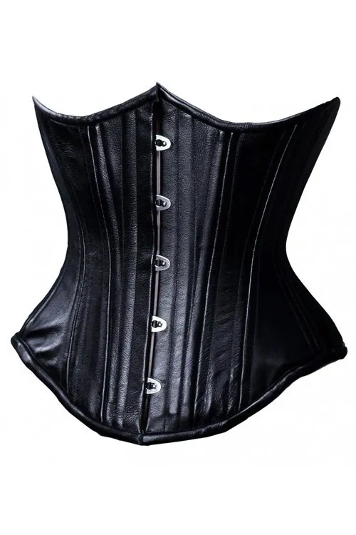 Black Iris Black Leather Under Bust Corset