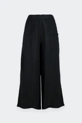 black linen palazzo pants.