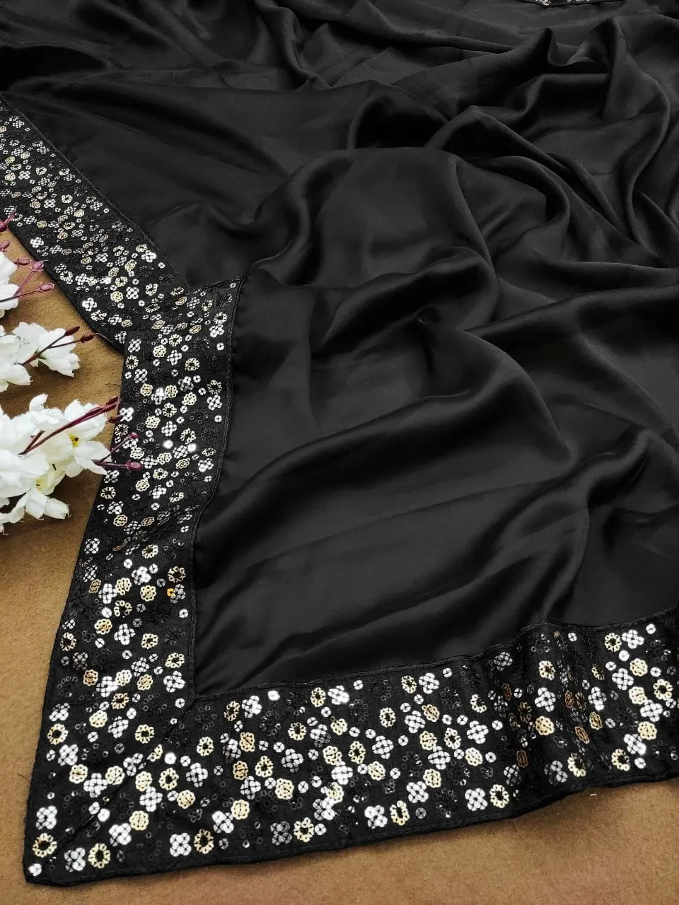 Black Sequins Saree for Women | Shop Now at FOF001BSS