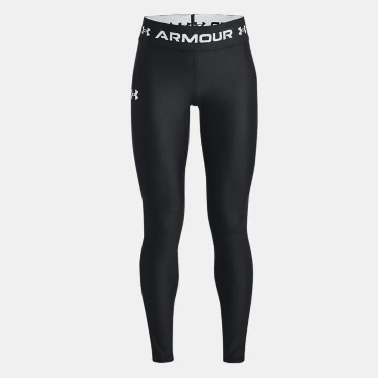 Black/White HeatGear Armour Leggings by Under Armour