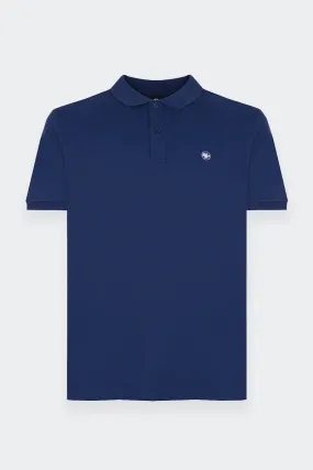 Blue cotton stretch polo shirt.