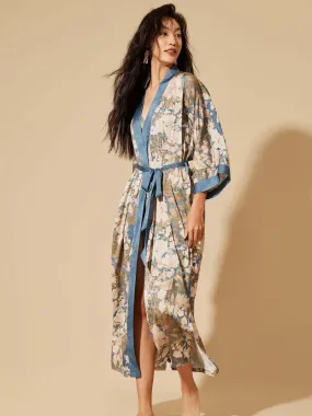 Blue Floral Kimono Robe