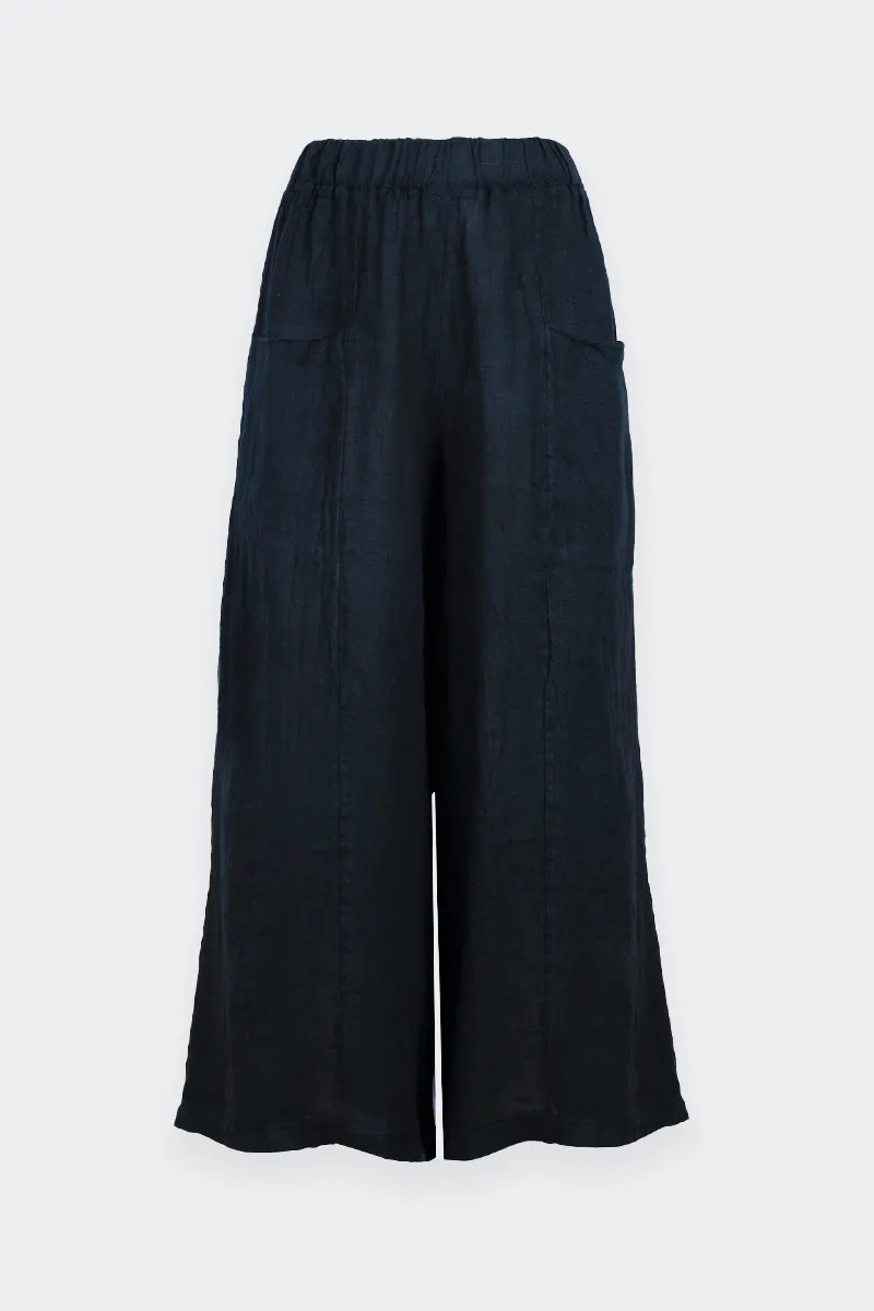 Blue linen palazzo pants