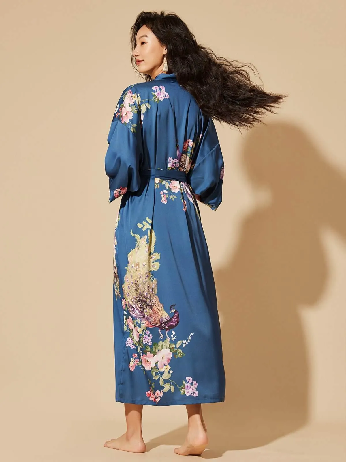 Blue Silk Kimono Robe