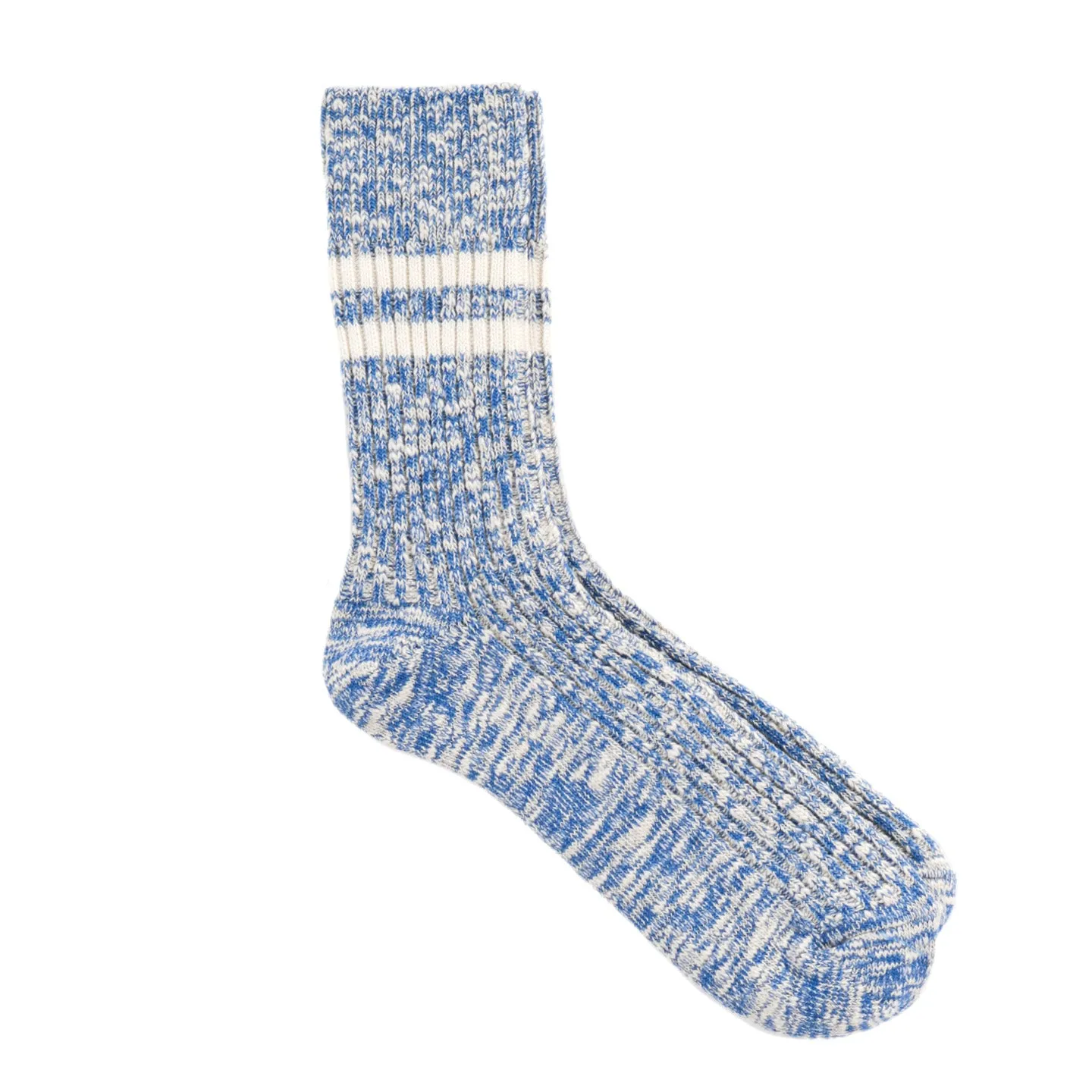 Blue Striped Organic Cotton Slub Socks - Rototo