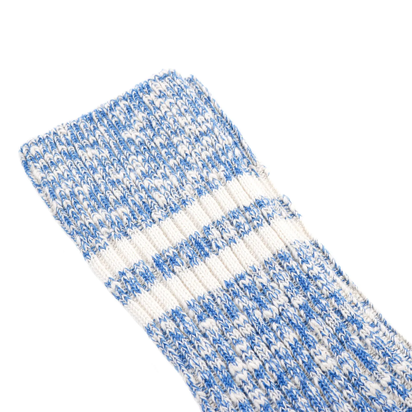 Blue Striped Organic Cotton Slub Socks - Rototo