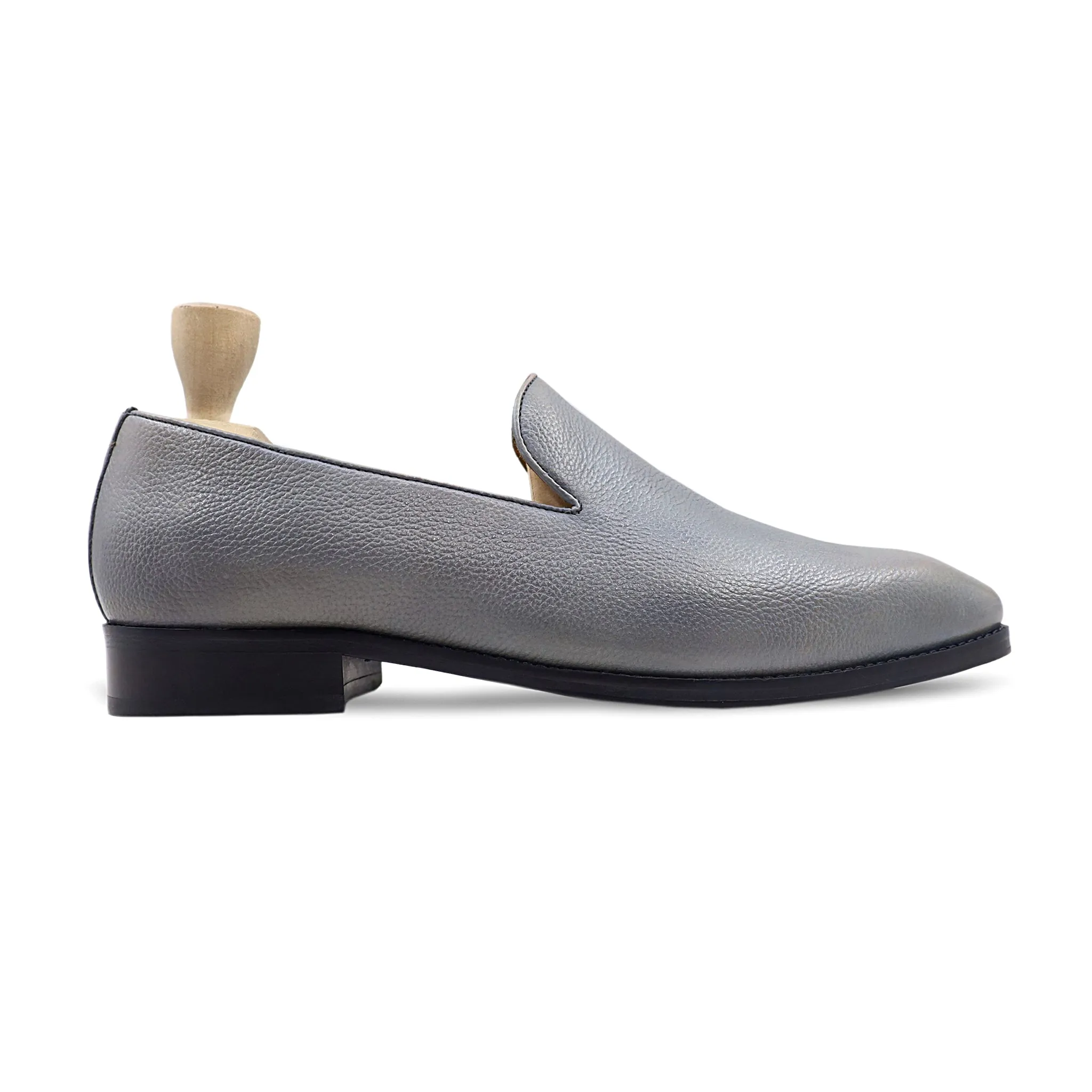 Brecken - Grey Pebble Grain Loafer - Shop Now