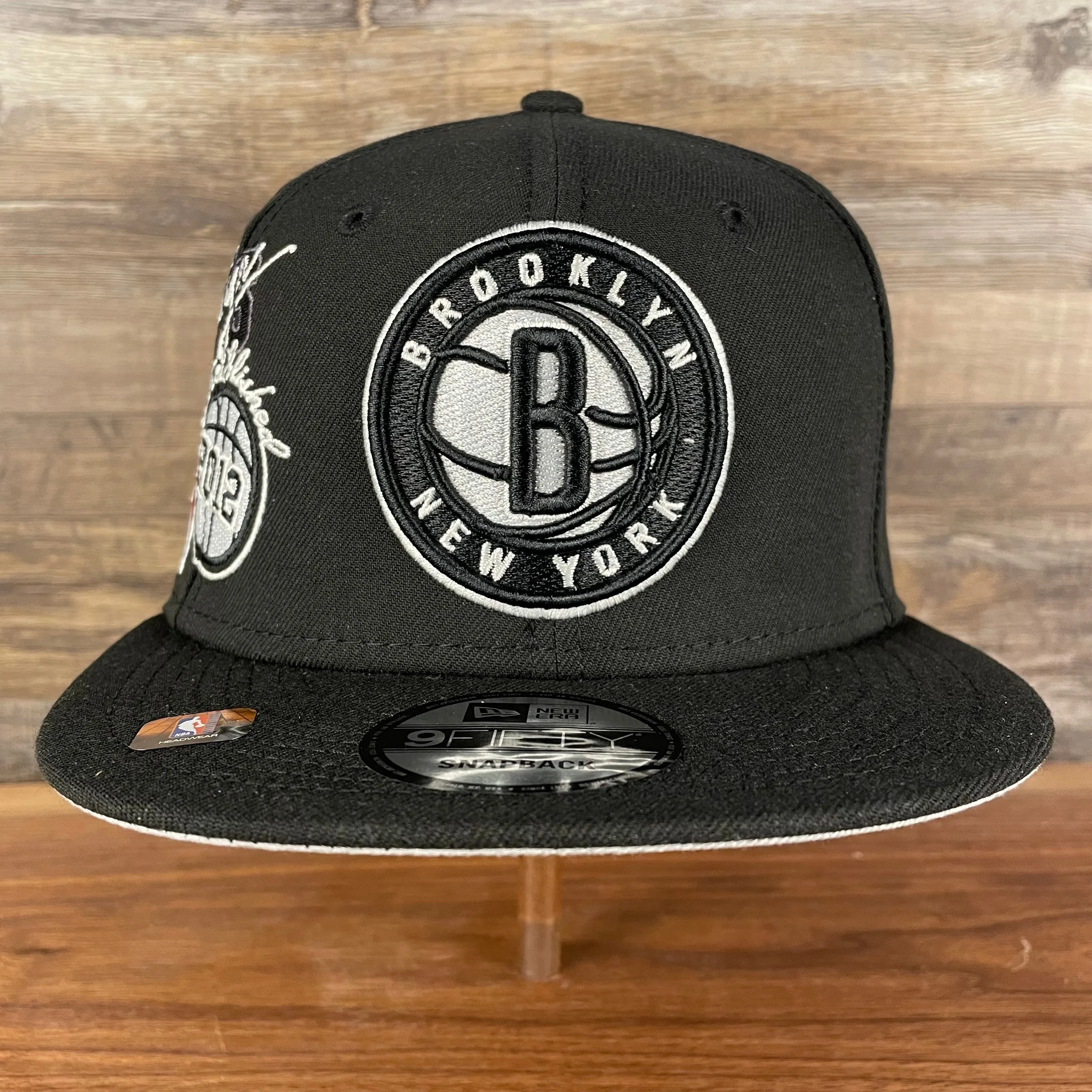 Brooklyn Nets 75th Anniversary Snapback Hat | Black Gray Bottom