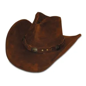 Brown Leather Hat with Concho Accent - Shop Now